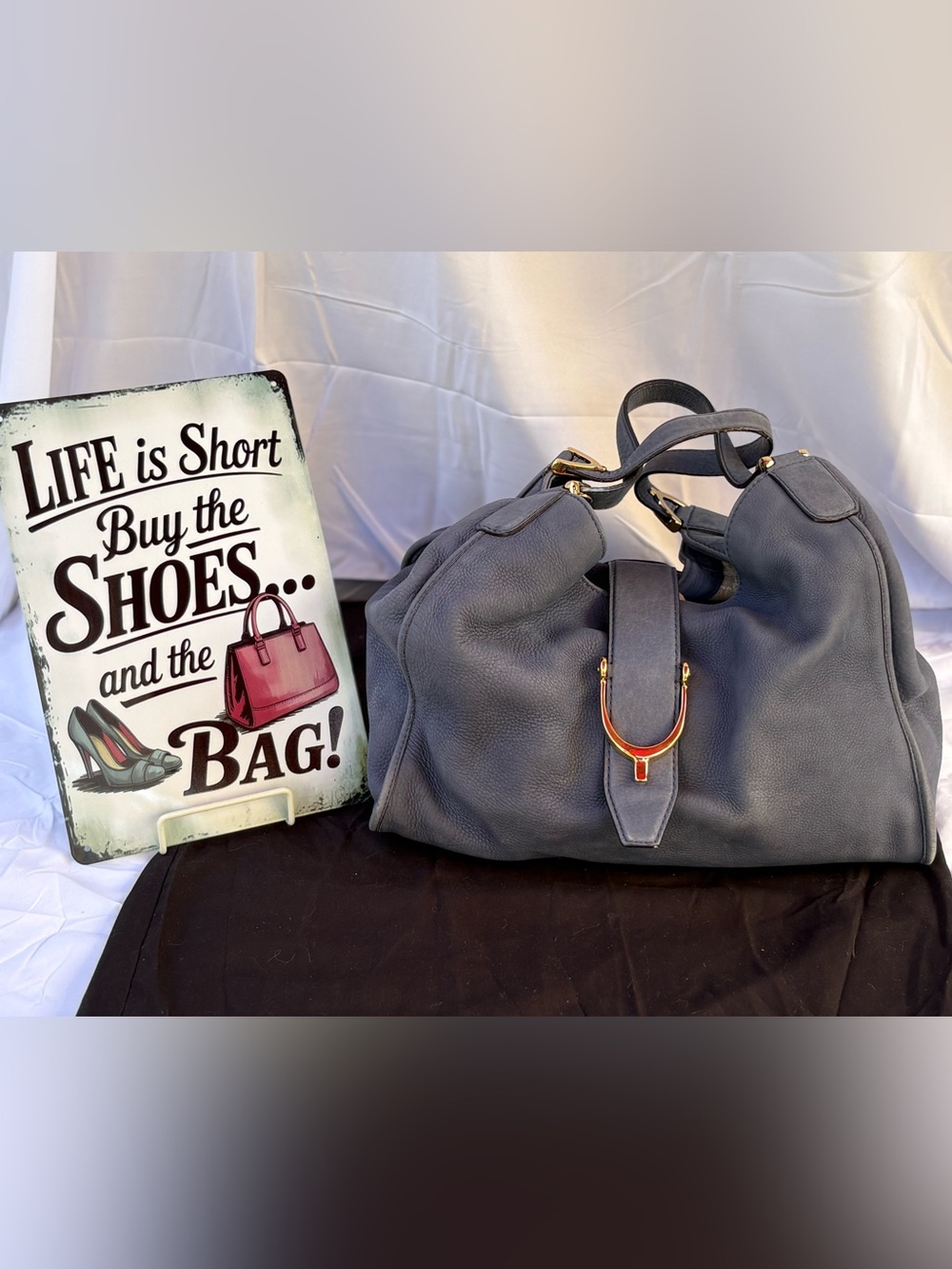 Gucci Vintage Nubuck Leather Handbag in Dusty Blue